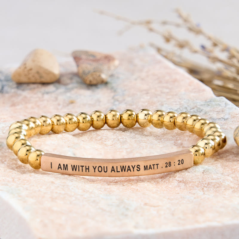FuAttract I Am With You Always Matt. 28:20 Tube Bead Bracelet - Stainless Steel - Rose Gold - image 28