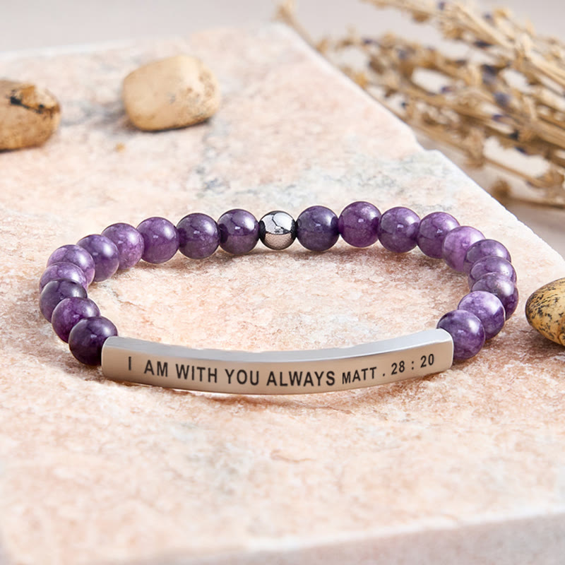 FuAttract I Am With You Always Matt. 28:20 Tube Bead Bracelet - Amethyst - Silver - image 25