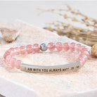 FuAttract I Am With You Always Matt. 28:20 Tube Bead Bracelet - Strawberry Quartz - Silver - image 18