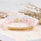 FuAttract I Am With You Always Matt. 28:20 Tube Bead Bracelet - Strawberry Quartz - Gold - image 19