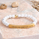 FuAttract I Am With You Always Matt. 28:20 Tube Bead Bracelet - White Turquoise - Gold - image 34