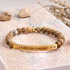 FuAttract I Am With You Always Matt. 28:20 Tube Bead Bracelet - Picture Jasper - Gold - image 49