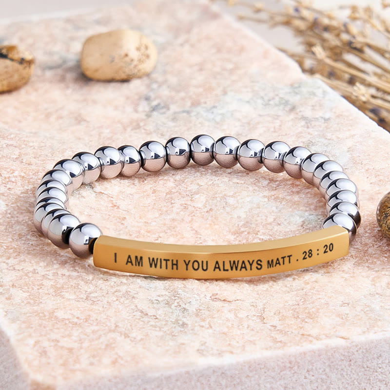 FuAttract I Am With You Always Matt. 28:20 Tube Bead Bracelet - Hematite - Gold - image 42