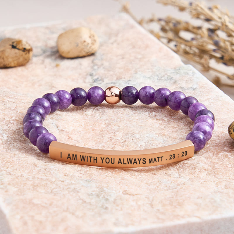 FuAttract I Am With You Always Matt. 28:20 Tube Bead Bracelet - Amethyst - Rose Gold - image 24