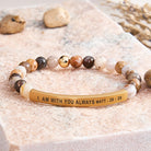 FuAttract I Am With You Always Matt. 28:20 Tube Bead Bracelet - Bamboo Leaf Agate - Gold - image 23