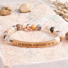 FuAttract I Am With You Always Matt. 28:20 Tube Bead Bracelet - Bamboo Leaf Agate - Rose Gold - image 21
