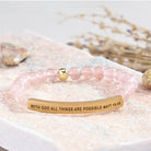 FuAttract With God All Things Are Possible Matt 19:26 Tube Bead Bracelet - Strawberry Quartz - Gold - image 18