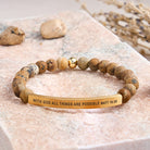 FuAttract With God All Things Are Possible Matt 19:26 Tube Bead Bracelet - Picture Jasper - Gold - image 45