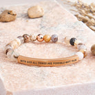 FuAttract With God All Things Are Possible Matt 19:26 Tube Bead Bracelet - Bamboo Leaf Agate - Rose Gold - image 20