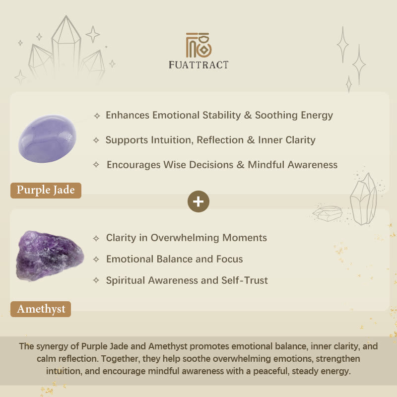 FuAttract Calm Stability Balance Crescent Moon Purple Jade Amethyst Bracelet - image 7