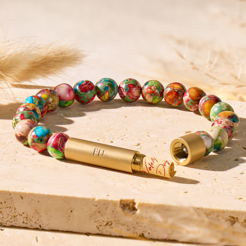 FuAttract Wishbeads Positive Flow – Colorful Imperial Jasper Intention Bracelet - 8mm - image 0