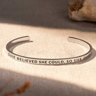 FuAttract She Believed She Could, So She Did Stainless Steel Engraved Bracelet - Silver - Outside - image 0