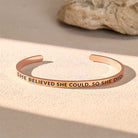 FuAttract She Believed She Could, So She Did Stainless Steel Engraved Bracelet - Rose Gold - Outside - image 6