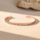 FuAttract Though She Be But Little, She Is Fierce Stainless Steel Engraved Bracelet - Rose Gold - Outside - image 0