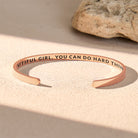 FuAttract Beautiful Girl, You Can Do Hard Things Stainless Steel Engraved Bracelet - Rose Gold - Inside - image 7