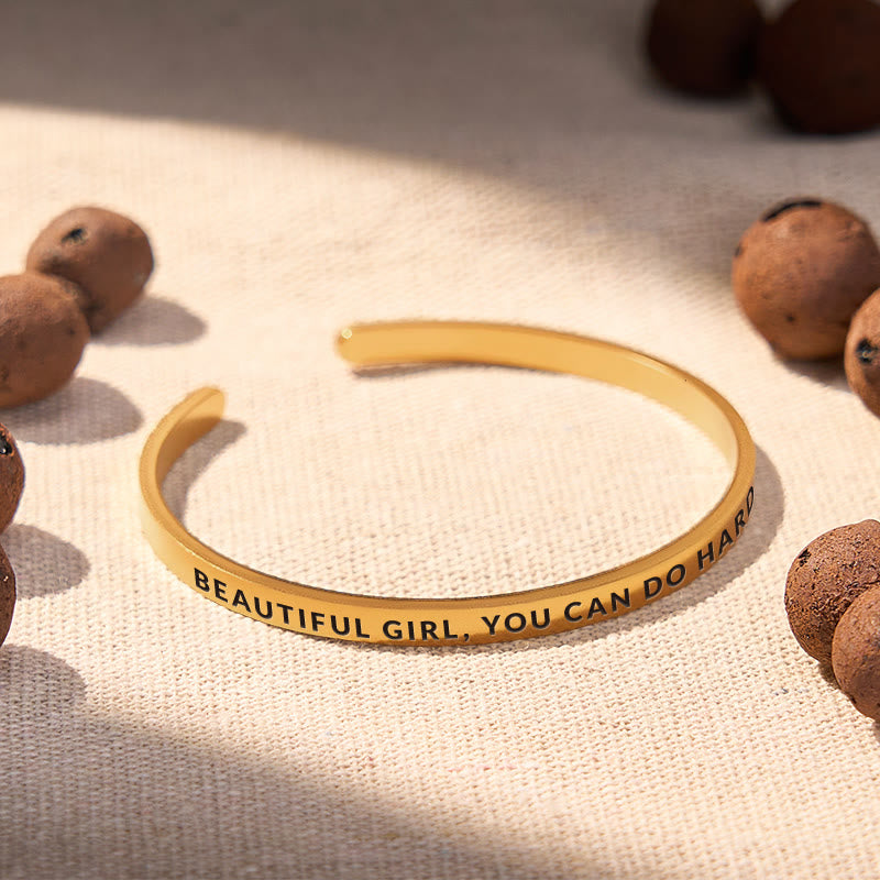 FuAttract Beautiful Girl, You Can Do Hard Things Stainless Steel Engraved Bracelet - image 1