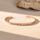 FuAttract Dream Believe Achieve Stainless Steel Engraved Bracelet - Rose Gold - Outside - Men (17.5-19cm) - image 8