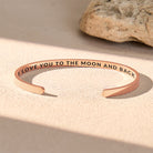 FuAttract I Love You to the Moon and Back Stainless Steel Engraved Bracelet - Rose Gold - Inside - Men (17.5-19cm) - image 7