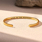 FuAttract Live in the Moment Peace Harmony Stainless Steel Engraved Bracelet - Gold - Inside - Men (17.5-19cm) - image 4