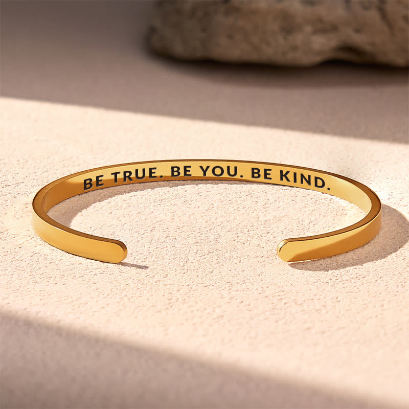 FuAttract Be True. Be You. Be Kind Stainless Steel Engraved Bracelet - Gold - Inside - Men (17.5-19cm) - image 4