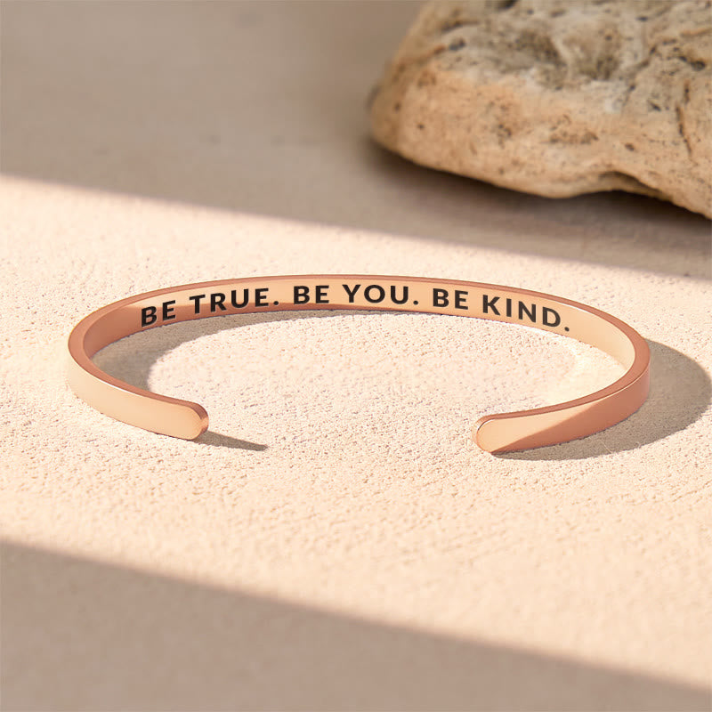 FuAttract Be True. Be You. Be Kind Stainless Steel Engraved Bracelet - Rose Gold - Inside - Men (17.5-19cm) - image 8