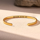 FuAttract Never Give Up Courage Stainless Steel Engraved Bracelet - Gold - Inside - Men (17.5-19cm) - image 4