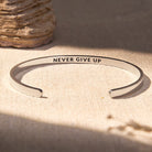 FuAttract Never Give Up Courage Stainless Steel Engraved Bracelet - Silver - Inside - Men (17.5-19cm) - image 6