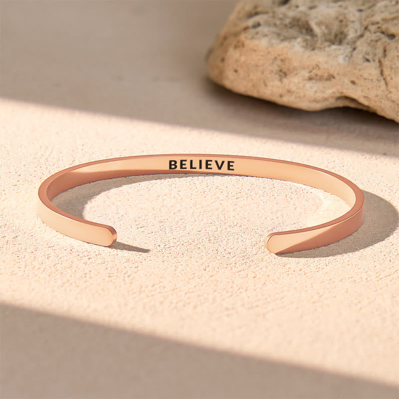FuAttract Believe Hope Growth Stainless Steel Engraved Bracelet - Rose Gold - Inside - Men (17.5-19cm) - image 9
