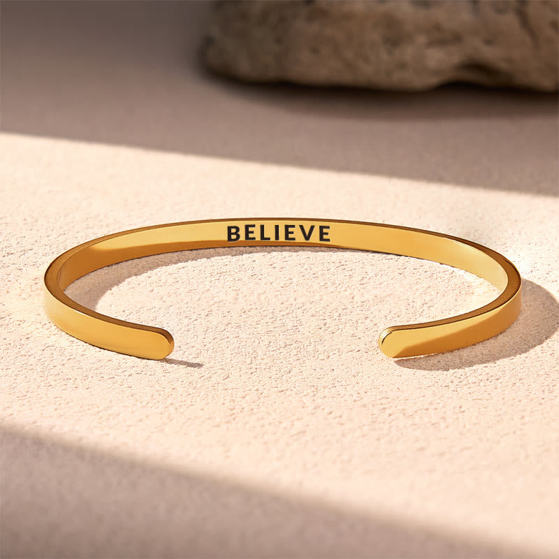 FuAttract Believe Hope Growth Stainless Steel Engraved Bracelet - Gold - Inside - Men (17.5-19cm) - image 7