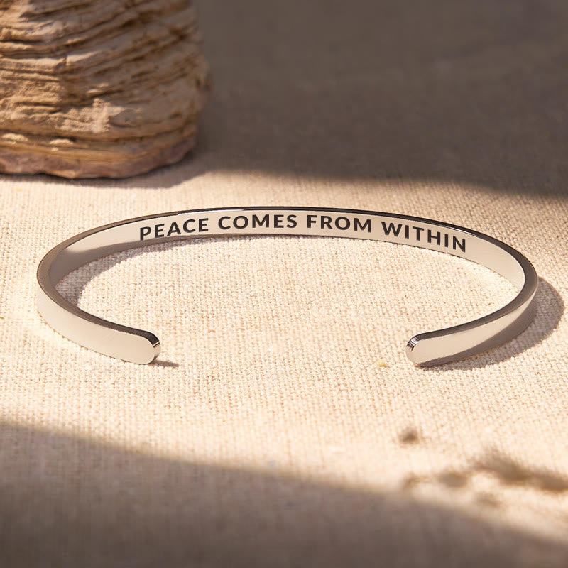 FuAttract Peace Comes From Within Stainless Steel Engraved Bracelet - Silver - Inside - Men (17.5-19cm) - image 5