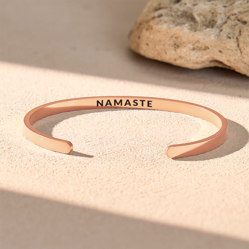 FuAttract Namaste Peace Compassion Stainless Steel Engraved Bracelet - Rose Gold - Inside - Men (17.5-19cm) - image 3