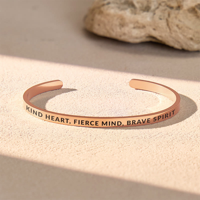 FuAttract Kind Heart, Fierce Mind, Brave Spirit Stainless Steel Engraved Bracelet - Rose Gold - Outside - Men (17.5-19cm) - image 8