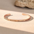 FuAttract Powerful Beautiful Brilliant Brave Stainless Steel Engraved Bracelet - Rose Gold - Outside - Men (17.5-19cm) - image 8