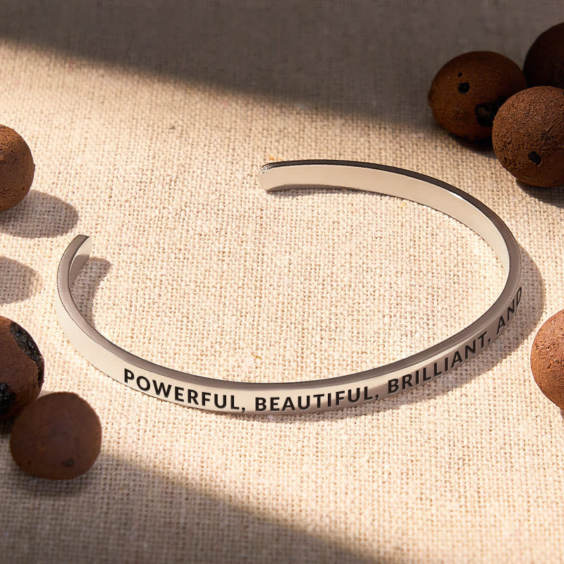 FuAttract Powerful Beautiful Brilliant Brave Stainless Steel Engraved Bracelet - image 2