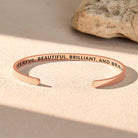 FuAttract Powerful Beautiful Brilliant Brave Stainless Steel Engraved Bracelet - Rose Gold - Inside - Men (17.5-19cm) - image 9