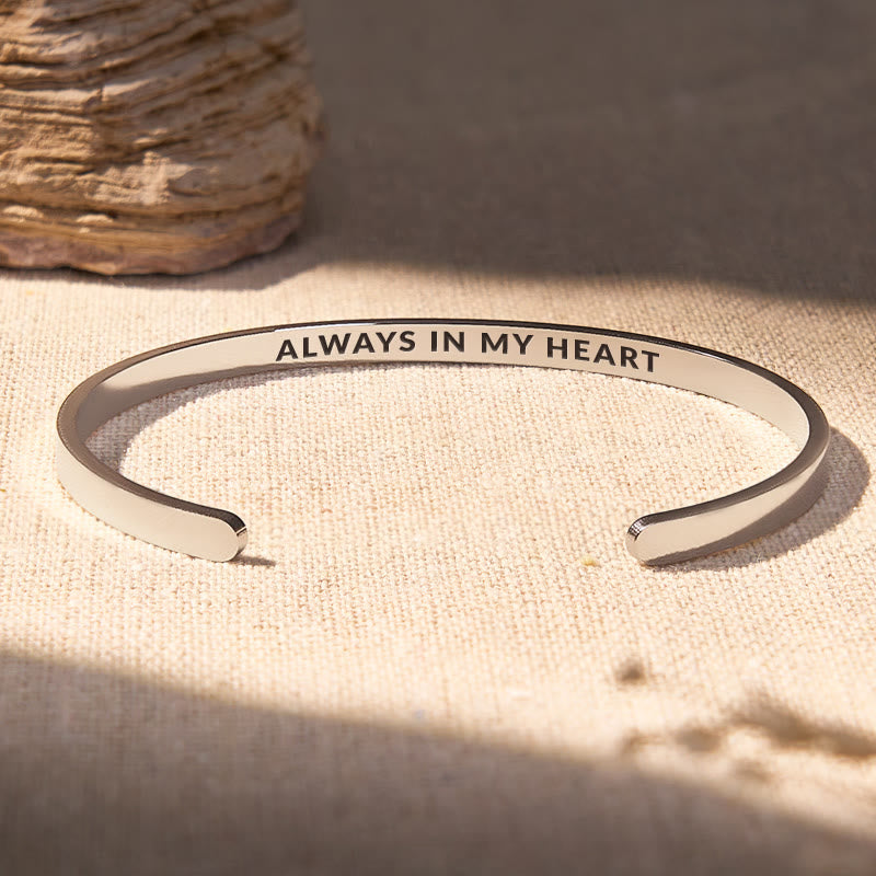 FuAttract Always In My Heart Love Connection Stainless Steel Engraved Bracelet - Silver - Inside - Men (17.5-19cm) - image 7