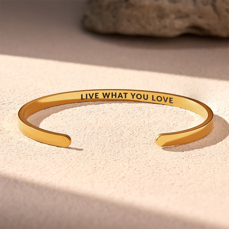 FuAttract Live What You Love Passion & Joy Stainless Steel Engraved Bracelet - Gold - Inside - Men (17.5-19cm) - image 7