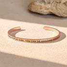 FuAttract Beautiful Girl, You Can Do Amazing Things Stainless Steel Engraved Bracelet - Rose Gold - Outside - image 8
