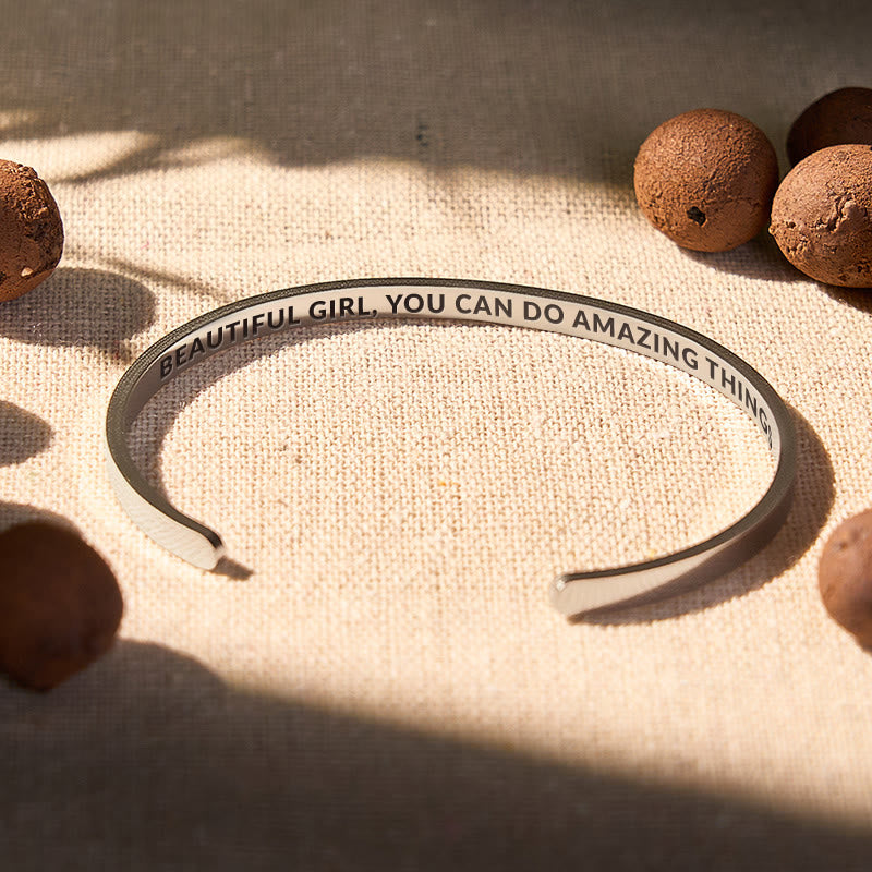 FuAttract Beautiful Girl, You Can Do Amazing Things Stainless Steel Engraved Bracelet - image 1