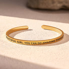 FuAttract Beautiful Girl, You Can Do Amazing Things Stainless Steel Engraved Bracelet - Gold - Outside - image 6