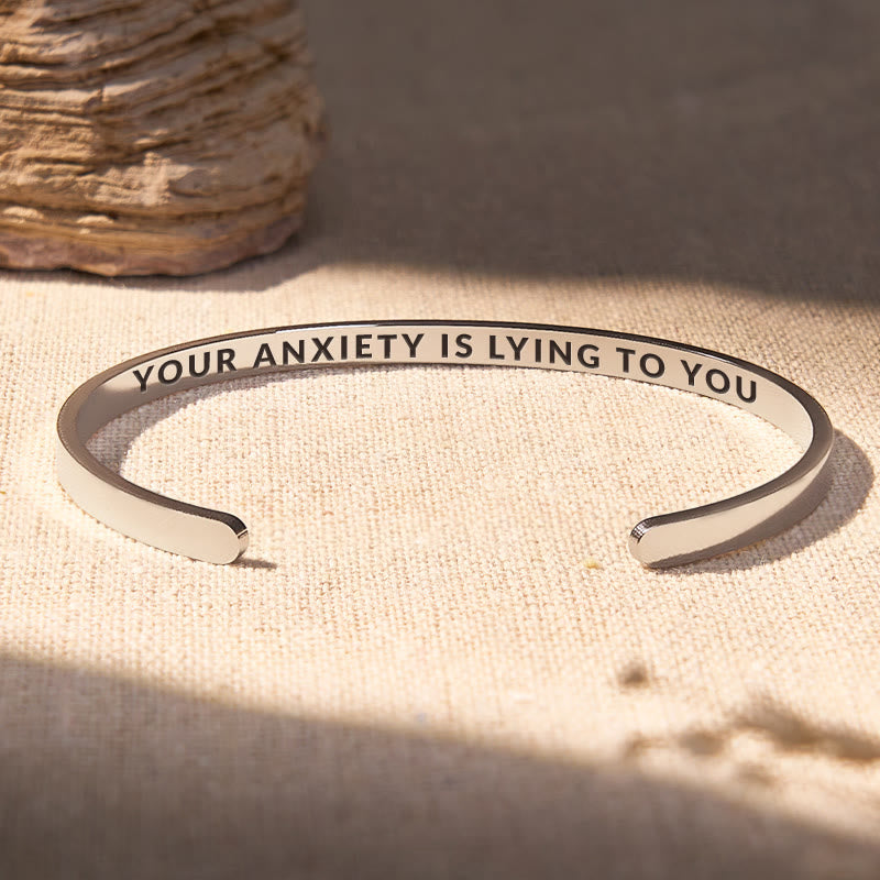 FuAttract Your Anxiety Is Lying To You Stainless Steel Engraved Bracelet - Silver - Inside - Men (17.5-19cm) - image 0