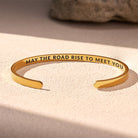 FuAttract May The Road Rise To Meet You Stainless Steel Engraved Bracelet - Gold - Inside - Men (17.5-19cm) - image 7