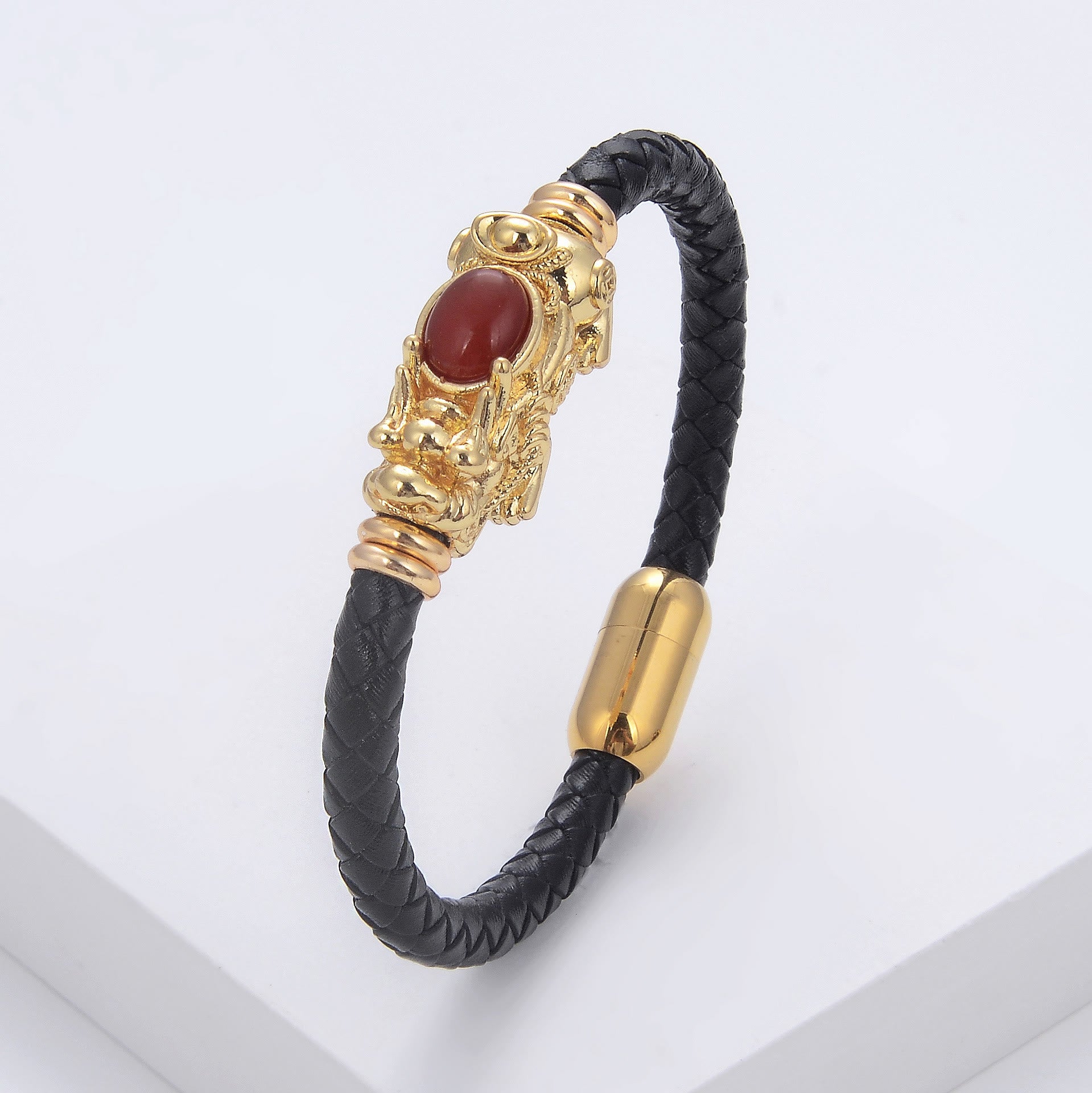 FuAttract Courage & Wealth & Protection Crystal Pixiu Leather Bracelet - South Red Agate - 23cm - image 13