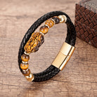 FuAttract Courage & Wealth & Protection Tiger's Eye Pixiu Leather Bracelet - Yellow Tiger's Eye - Gold - 23cm - image 9