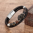 FuAttract Courage & Wealth & Protection Tiger's Eye Pixiu Leather Bracelet - Black Tiger's Eye - Silver - 23cm - image 11