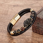 FuAttract Courage & Wealth & Protection Tiger's Eye Pixiu Leather Bracelet - Black Tiger's Eye - Gold - 23cm - image 10