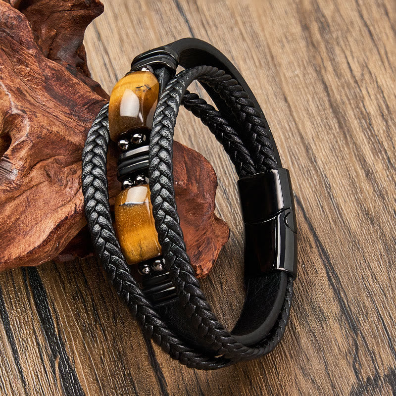 FuAttract Wealth & Protection Tiger's Eye Leather Bracelet - image 0