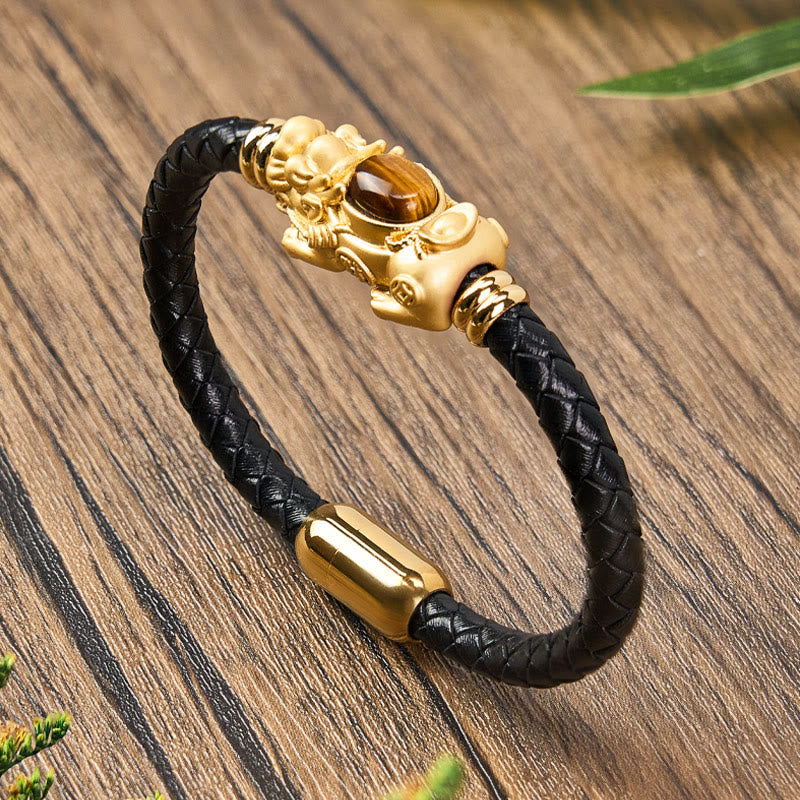 FuAttract Courage & Wealth & Protection Crystal Pixiu Leather Bracelet - image 2