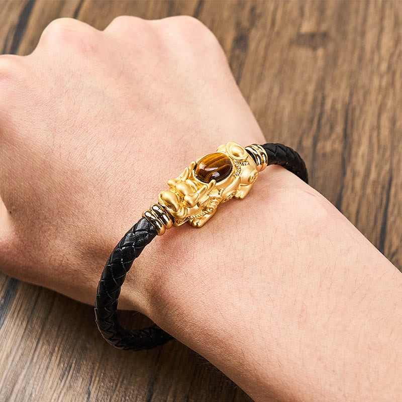 FuAttract Courage & Wealth & Protection Crystal Pixiu Leather Bracelet - image 3
