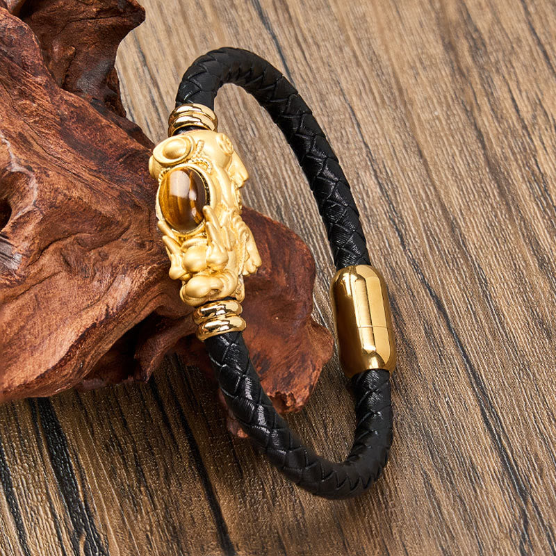 FuAttract Courage & Wealth & Protection Crystal Pixiu Leather Bracelet - image 1